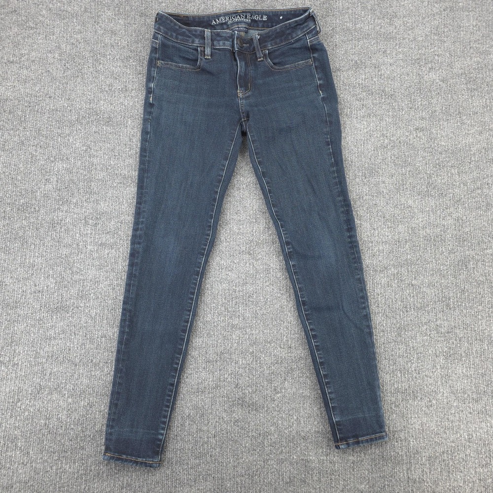 American Eagle Jeans Womens 2 Blue Super Stretch Jegging Medium Wash Low‎ Rise